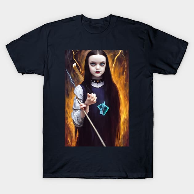 Painting Of Wednesday Addams Portrait T-Shirt by AIPerfection